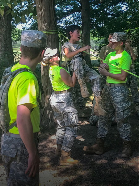 Children learning survival skills